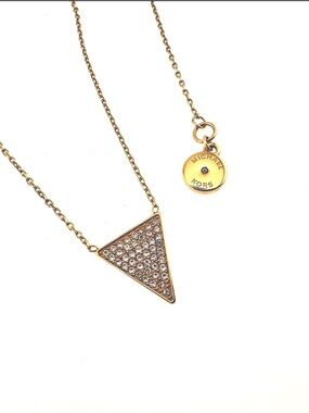 Michael Kors Gold Triangle Crystal Pavé Pendant Necklace